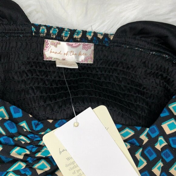 Band Of The Free Womens Dress XS‎ Green Teal Genevieve Mini Smocked NWT - Picture 5 of 8